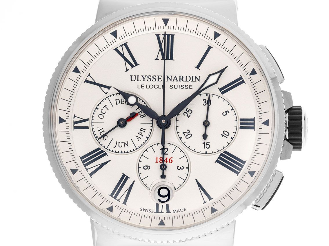 Ulysse Nardin Marine Chronograph Stahl Automatik Armband Kautschuk Faltschließe 43mm Ref.1533-150/40 Bj.2022 Box&Pap. Full Set ungetragen