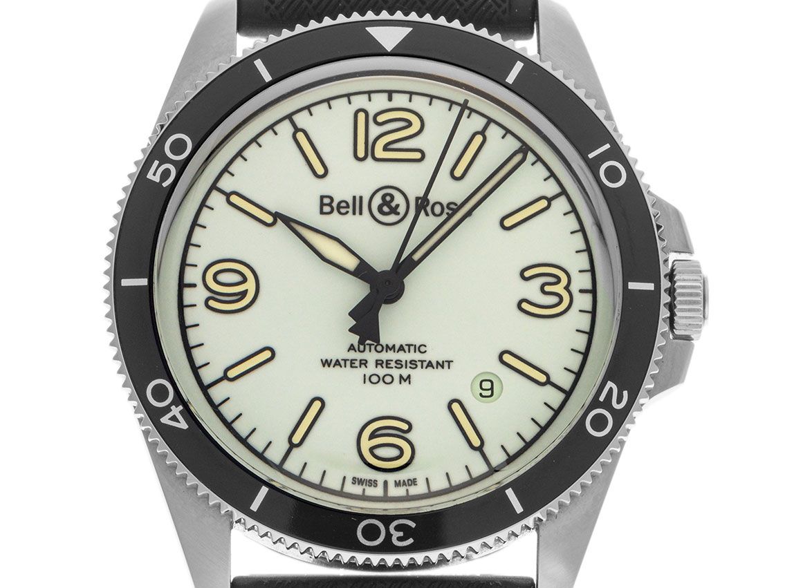 Bell & Ross BR V2-92 FULL LUM Stahl Automatik Armband Kautschuk 41mm limitiert Ref.BRV292-LUM-ST/SRB Bj.2023 Box&Pap. Full Set Ungetragen