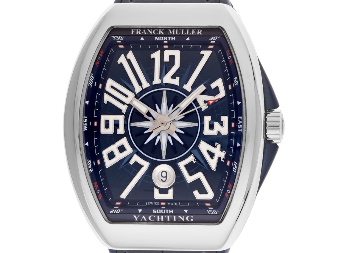 Franck Muller Vanguard Yachting Stahl Automatik Armband Kautschuk Faltschließe 53,7x44mm Ref.V 45 SC DT Yacht BL Box&Pap. Full Set Neu 