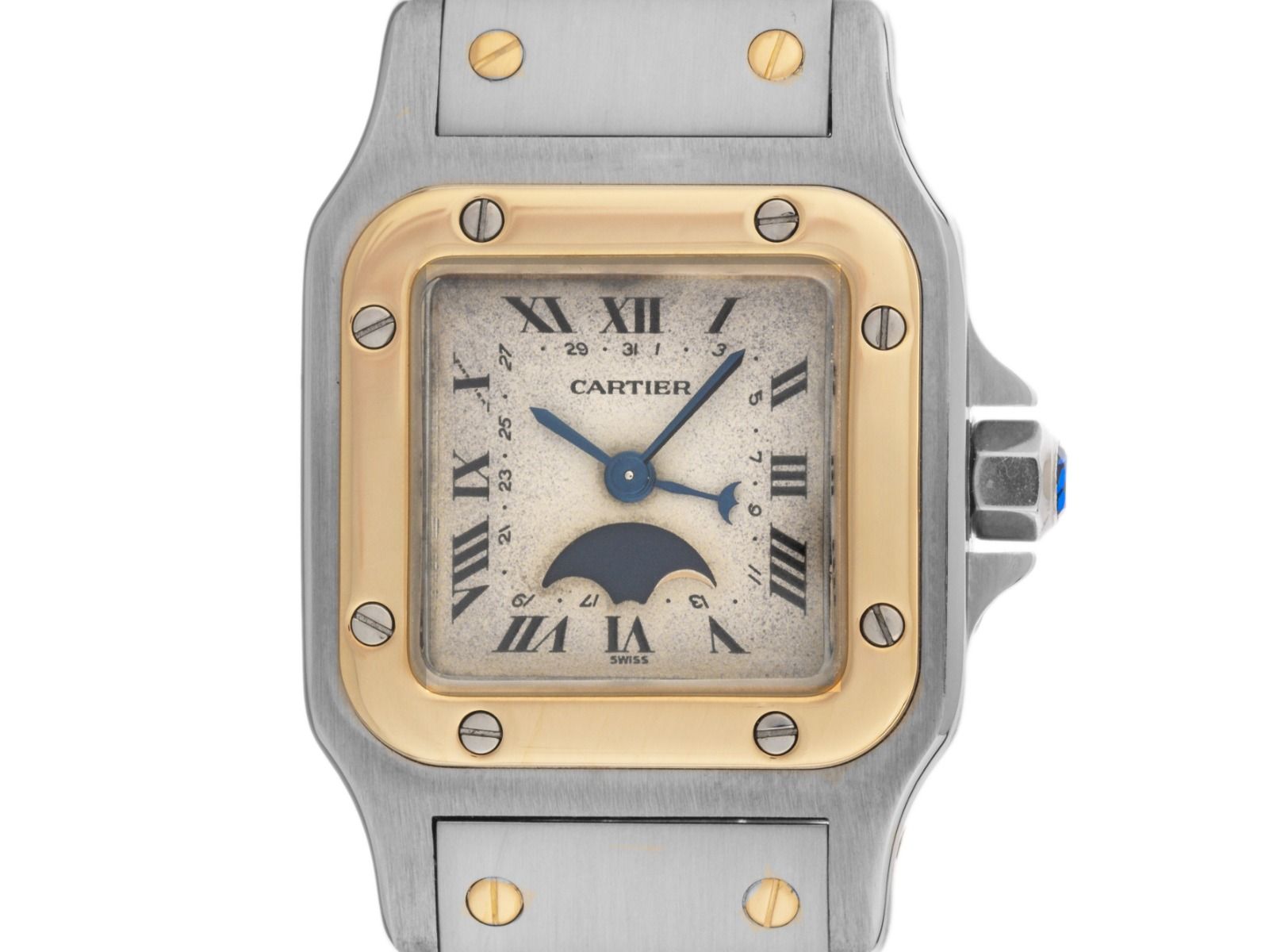 Cartier Santos PM Mondphase Ref.119902 1990 Full Set sehr gut Vintage