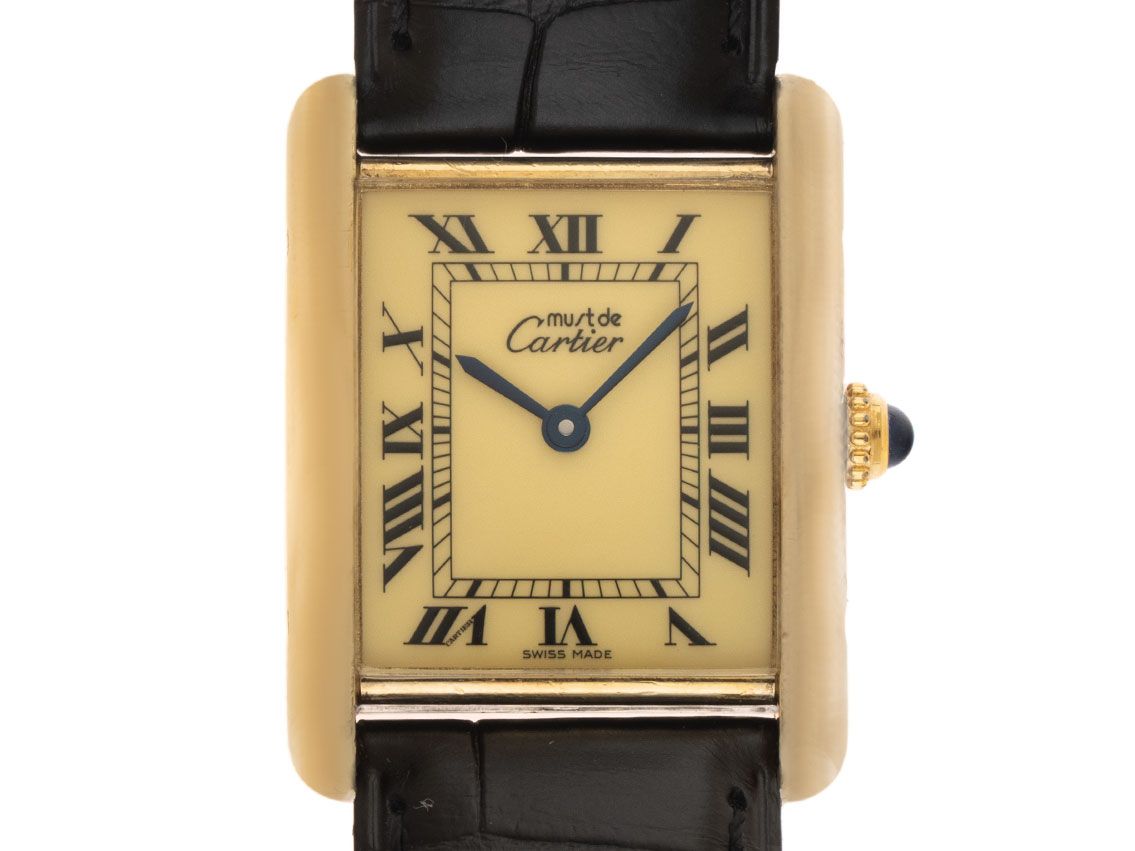 Cartier Tank Vermeil Ref.590005 1991 Full Set Original Vintage Unpoliert