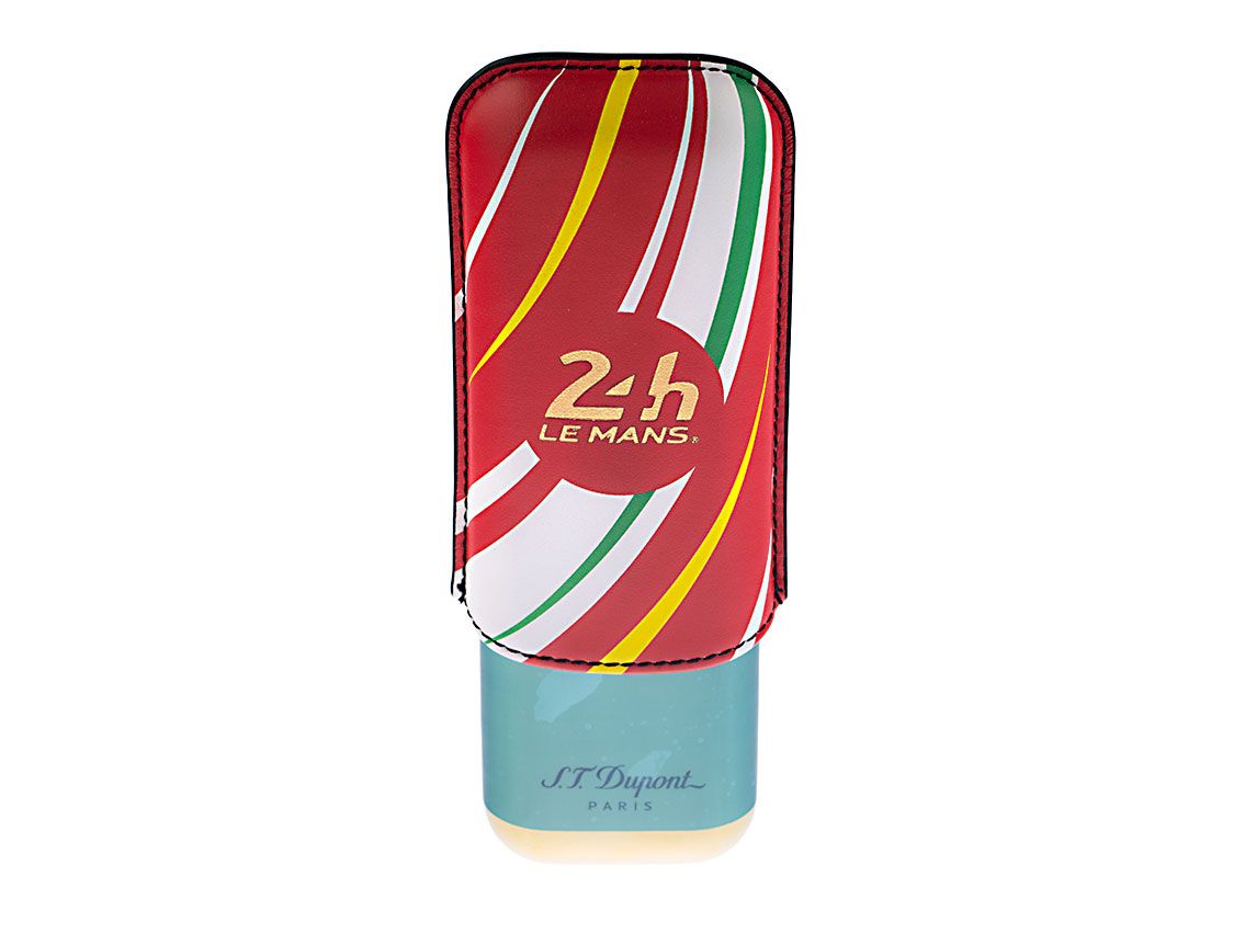 S.T. Dupont 2er Zigarren Etui le Mans red Gelbgold Leder Ref.183290 Box&Pap. Full Set Neu