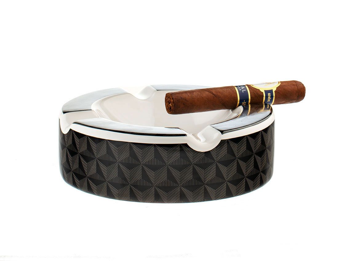 S.T. Dupont Zigarren-Aschenbecher Porzellan Black White Ref.006049 Box&Pap. Full Set UVP 120,-&euro; Neu
