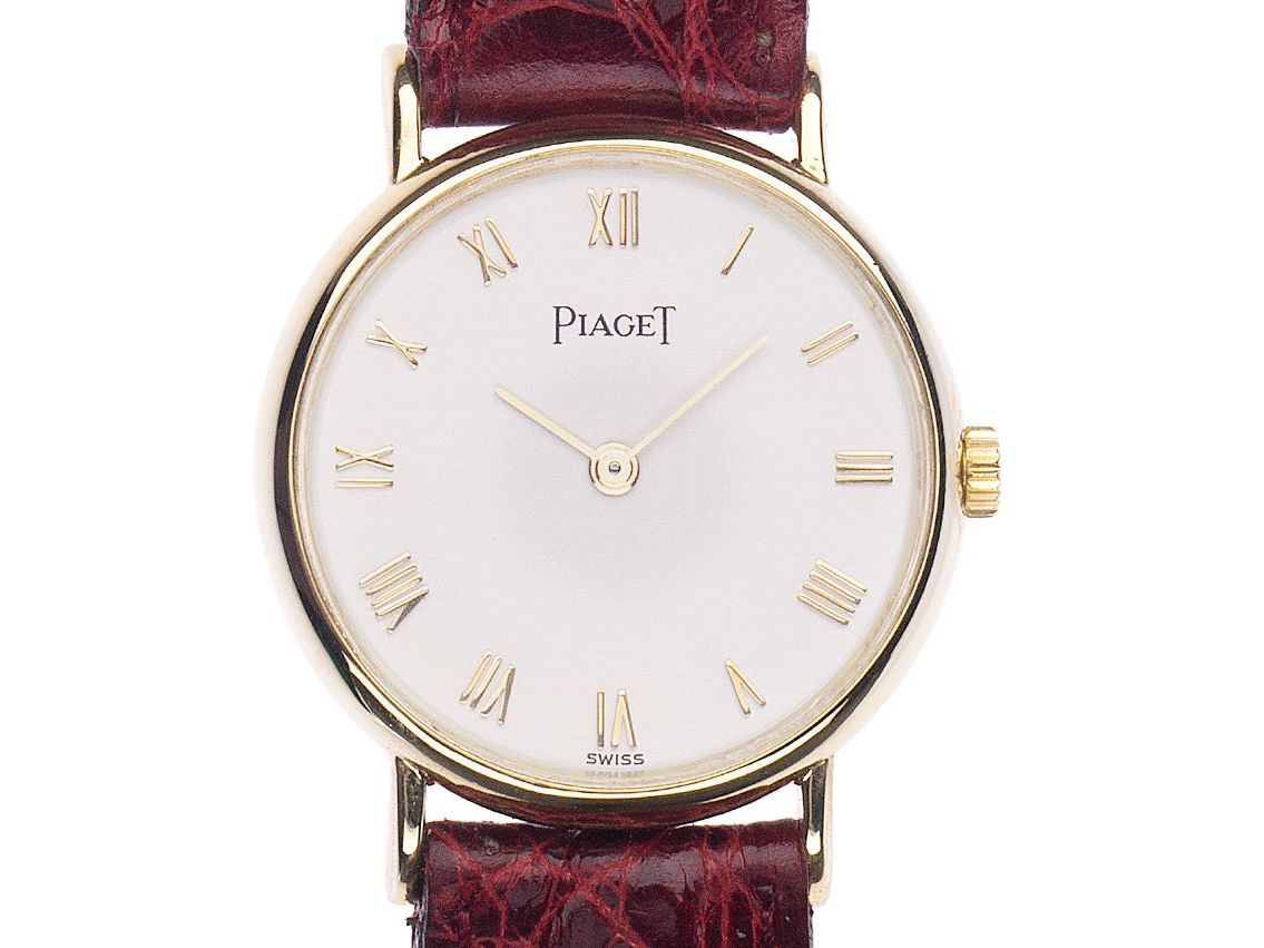 Piaget Classique Lady 18kt Gelbgold Quarz Armband Leder 25mm Ref.8005 Vintage Bj.2003 wie Neu mit Zertifikat über 4.500,-€