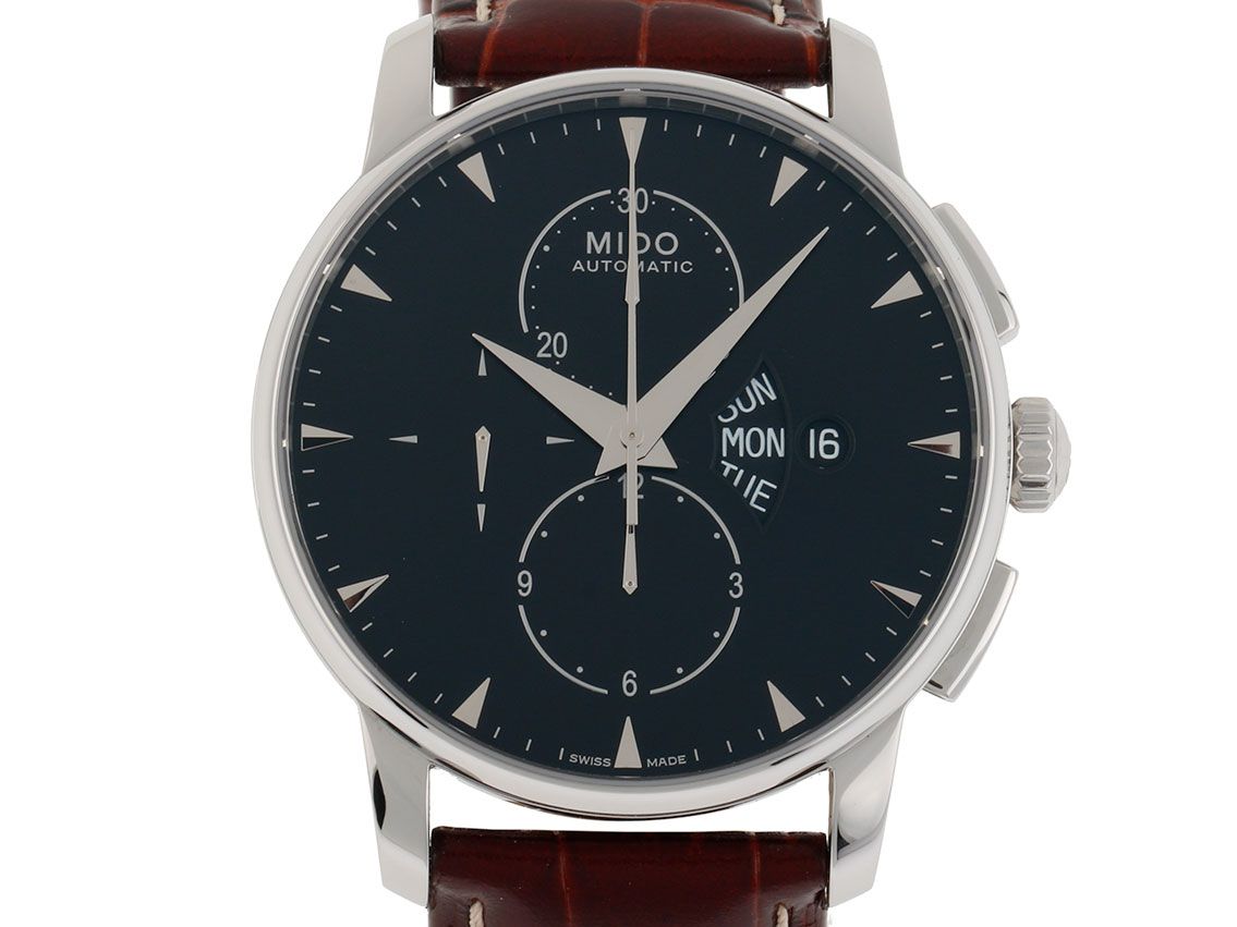 Mido Baroncelli Chronograph Stahl Automatik Armband Leder 42mm UVP 1.420,- Box&Pap. Full Set wie Neu