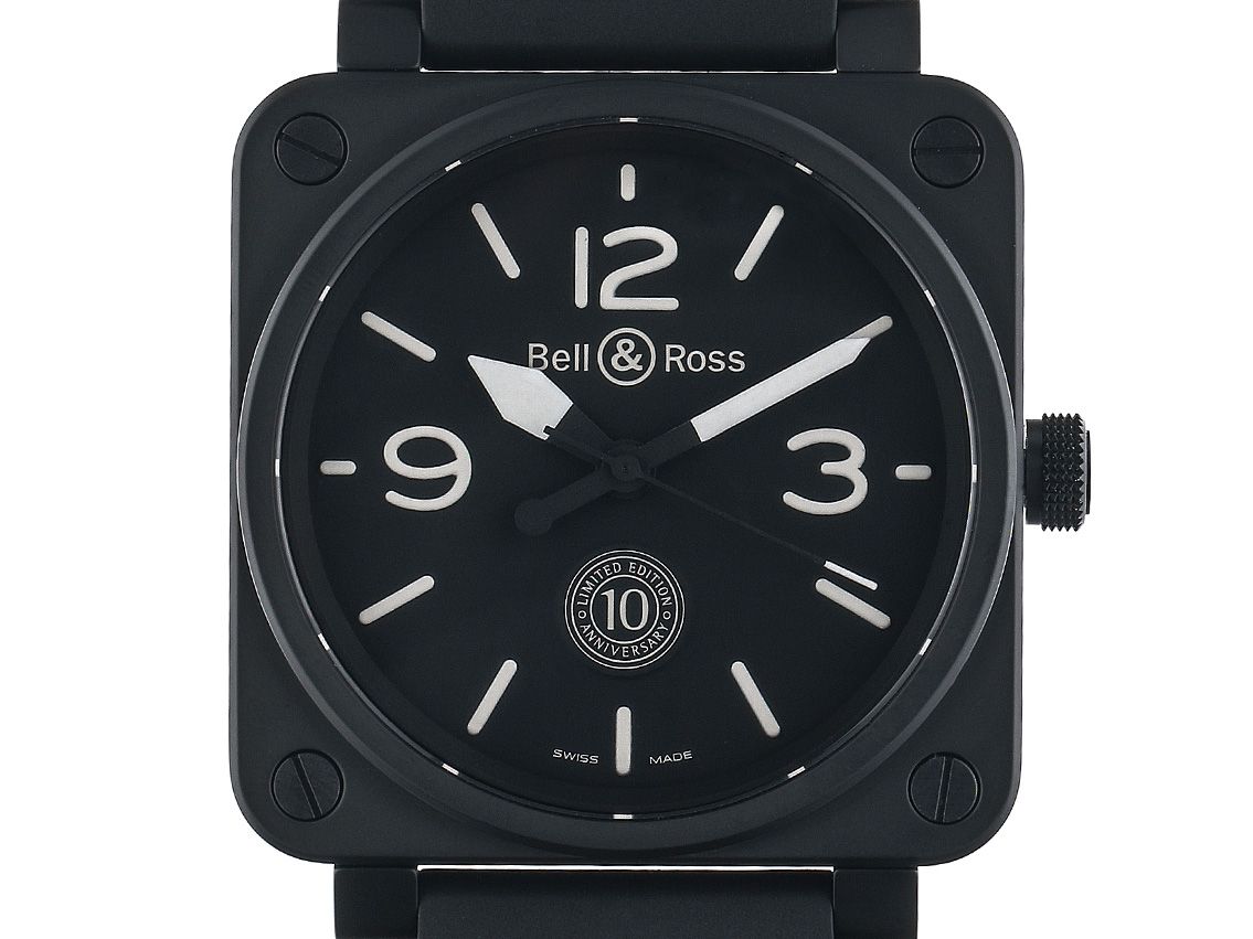 Bell & Ross Aviation BR 01 Casino 10th Anniversary Chip Ceramic Automatik Armband Kautschuk Limitiert 46x46mm Ref. BR0192 Ungetragen mit Zertifikat über 4.200,-€