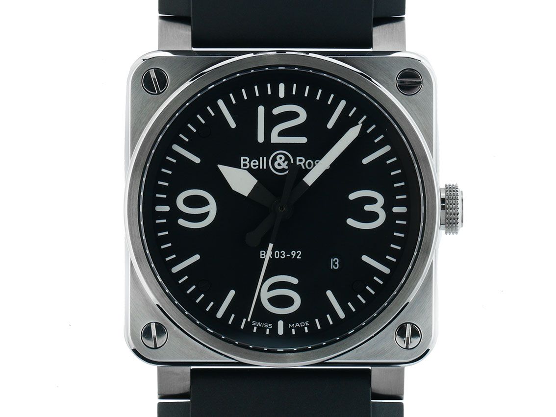 Bell & Ross Aviation BR 03-92 Stahl Automatik Armband Kautschuk 42x42mm UVP 2.800,- Ungetragen