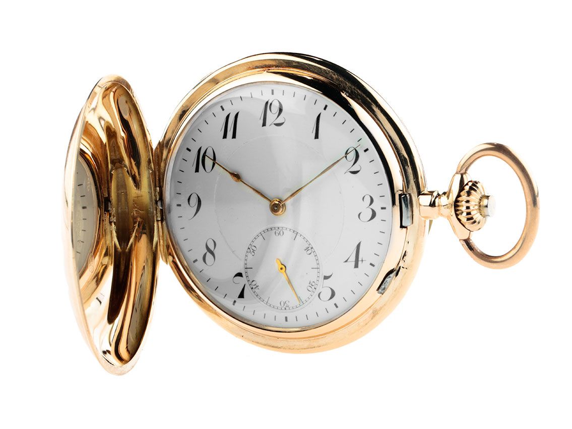 Taschenuhr Savonette 14kt Gelbgold Handaufzug 55mm Vintage Bj.1900 orig.Box mit Zertifikat über 4.500,-