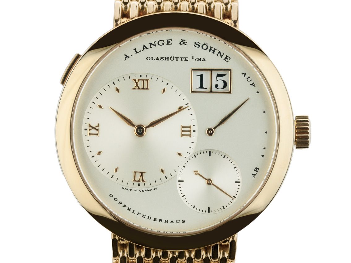 A. Lange & Söhne Lange 1 18kt Gelbgold Handaufzug Armband 18kt Gelbgold 38mm Ref.151.021 Vintage Bj.1995 orig.Box wie Neu mit Zertifikat über 48.000,-€