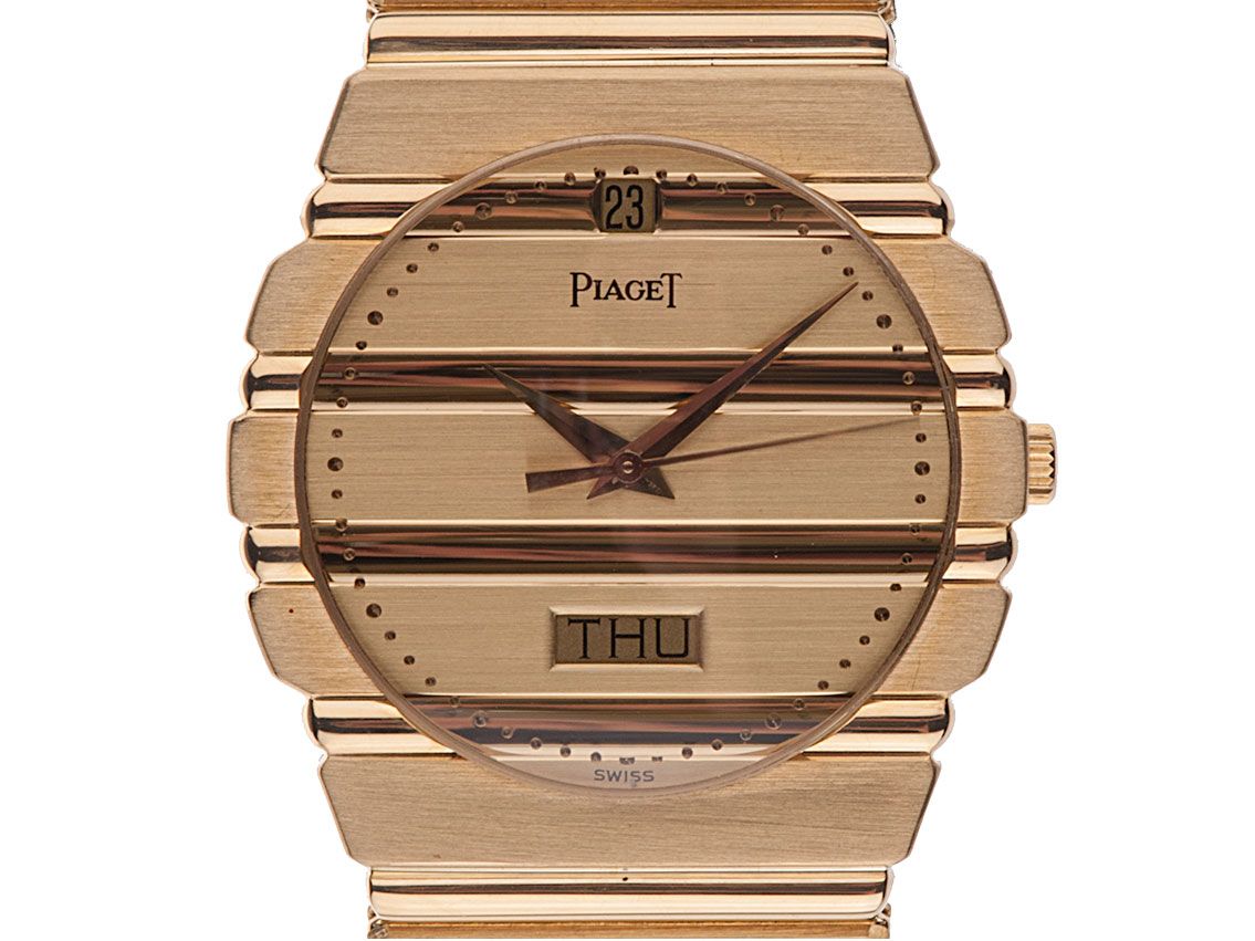 Piaget Polo Day-Date 18kt Gelbgold Quarz Armband Gelbgold 32mm Ref.15562C701 Vintage Bj.1989 Box&Pap. Full Set wie Neu Mit Zertifikat über 36.000,-€