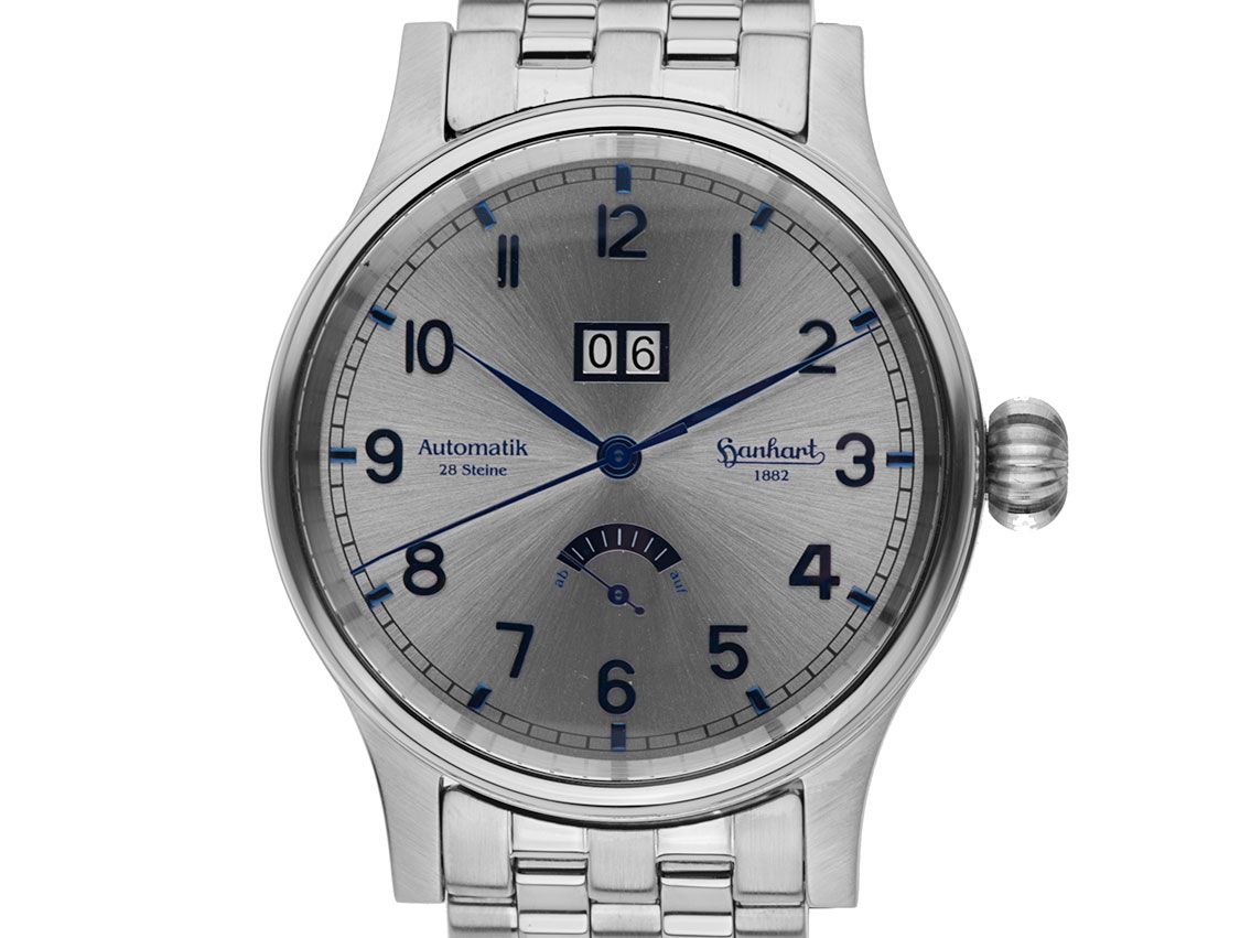 Hanhart Attaché Poseidon Stahl Automatik Armband Stahl 40mm Bj.2013 Box&Pap. Full Set wie Neu mit Zertifikat über 2.600,-€