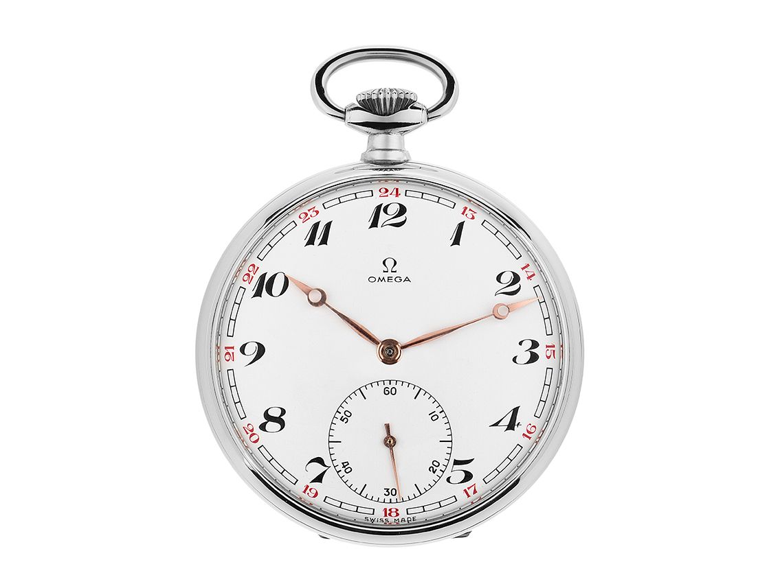 Omega Taschenuhr Stahl Handaufzug 48mm Vintage Bj.1910 mit Zertifikat über 1.250,-€