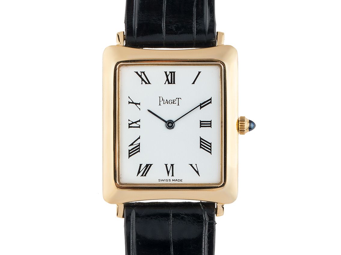 Piaget Classique 18kt Gelbgold Handaufzug Armband Leder 26x24mm Ref.9254 Vintage Bj.1980 Box&Pap. Full Set wie Neu mit Zertifikat über 13.500,-€
