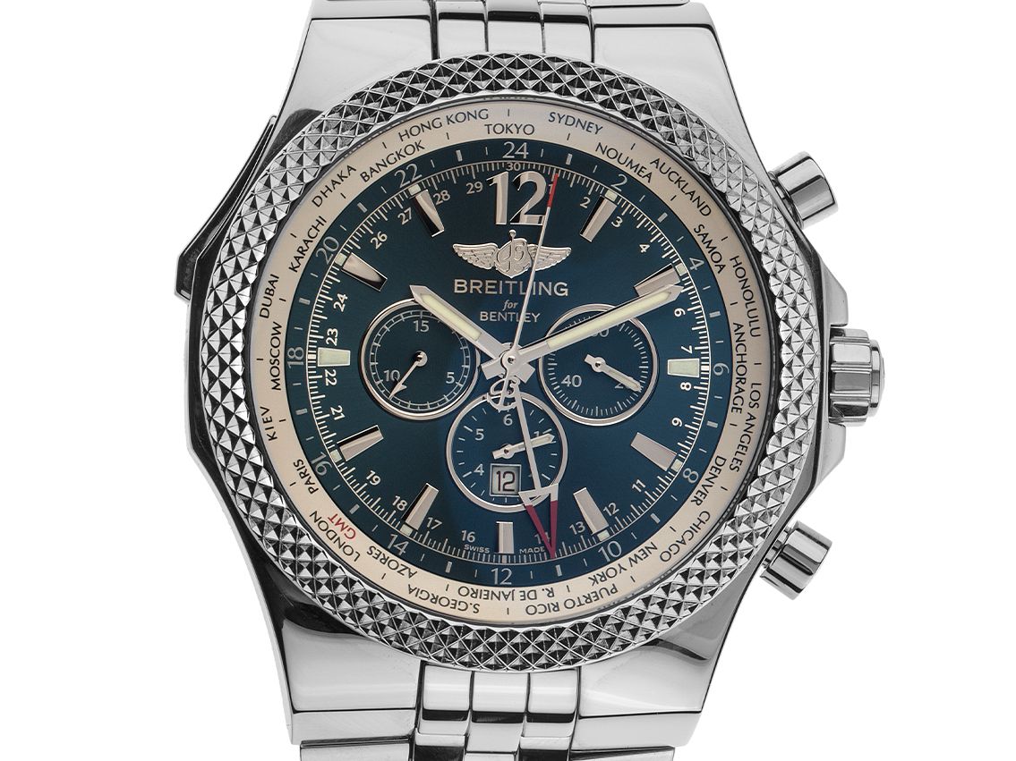  Breitling for Bentley GMT Stahl Automatik Chronograph Armband Stahl 49mm Box&Pap. Full Set wie Neu mit Zertifikat über 9.520,-€