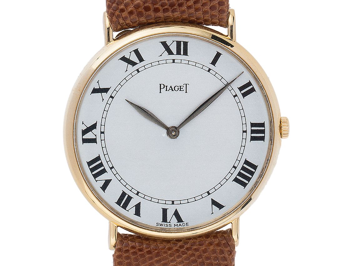 Piaget Tradition 18kt Gelbgold Quarz Armband Leder 32mm Ref.8035 Vintage Bj.1989 wie Neu mit Zertifikat über 9.500,-€