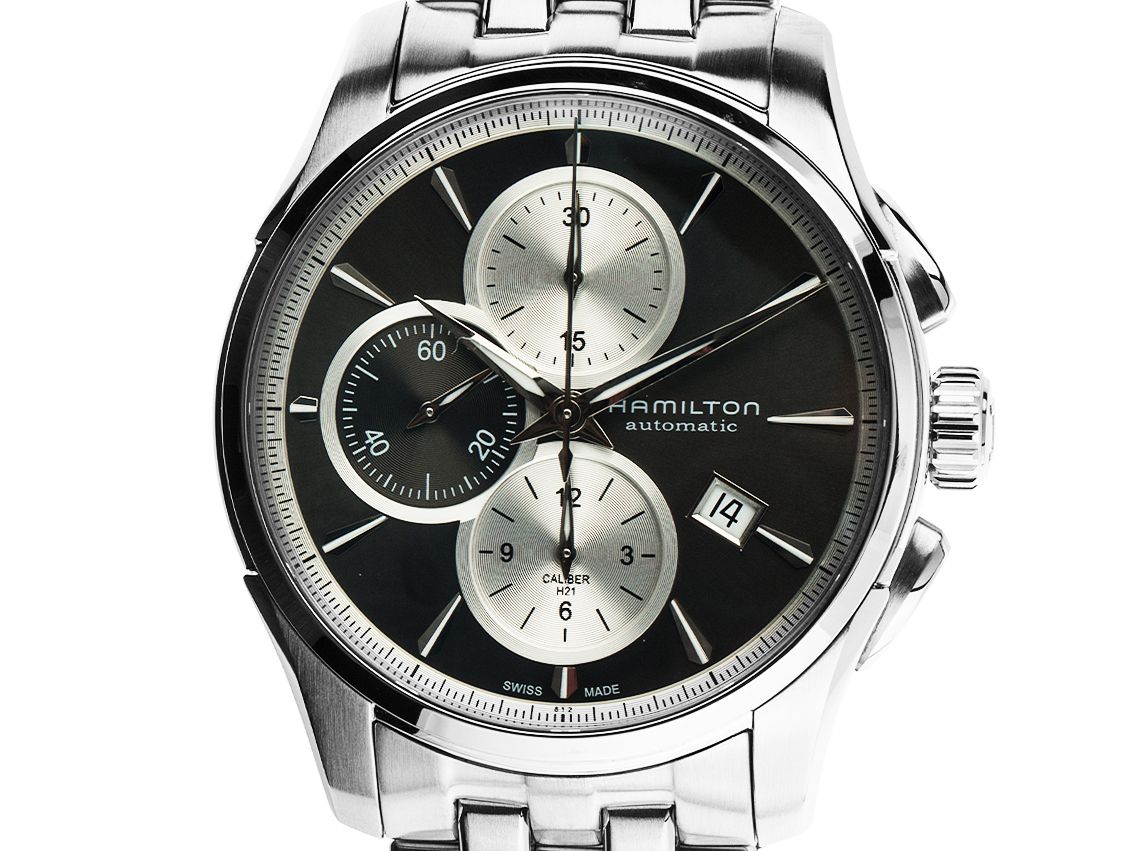 Hamilton Jazzmaster Auto Chrono Stahl Automatik Chronograph Armband Stahl 42mm Box&Pap. Full Set wie Neu mit Zertifikat über 1.495,-€