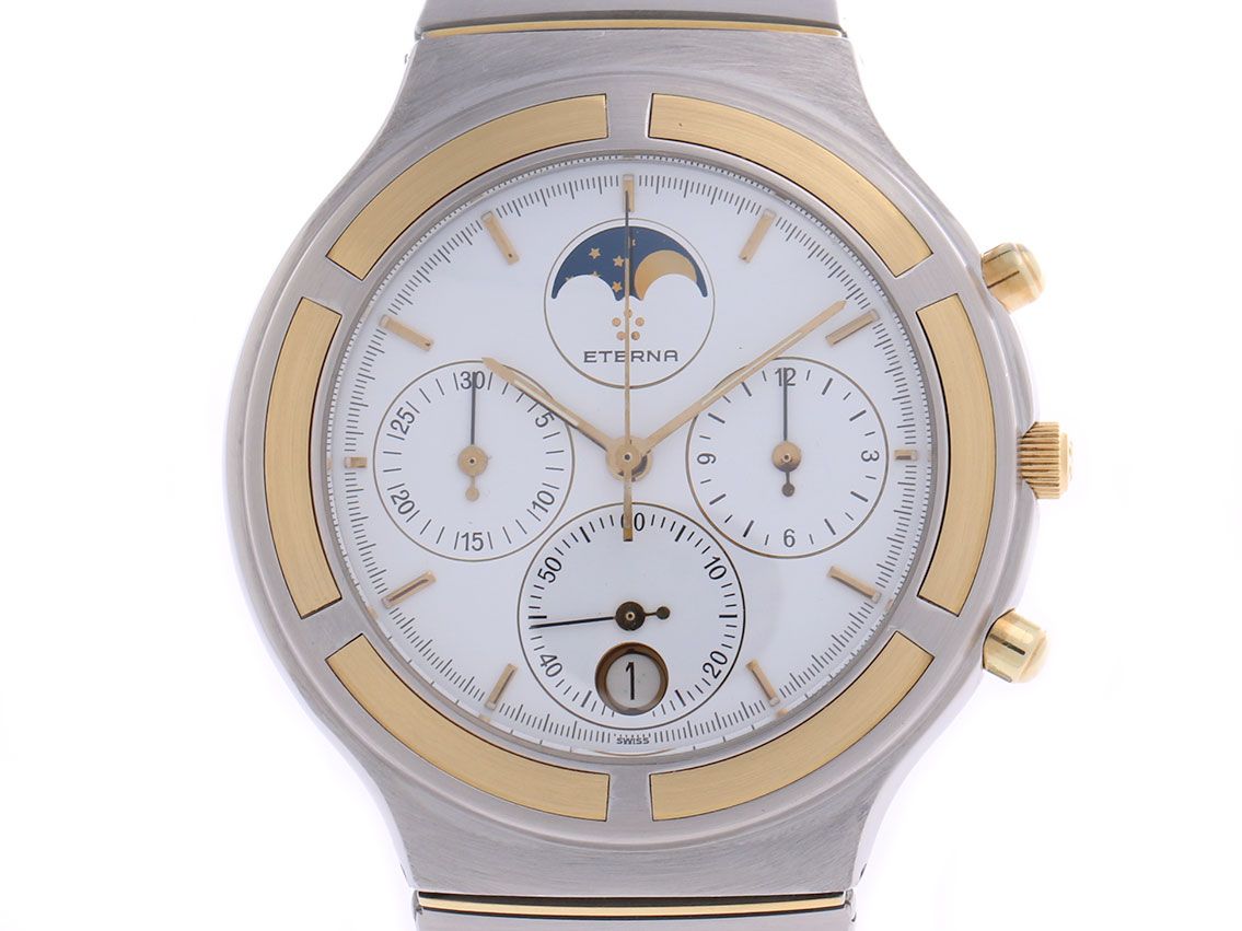 Eterna Airforce A031 Stahl Gelbgold Chronograph 37mm Vintage Box&Pap. wie Neu mit Zertifikat über 3.850,-€