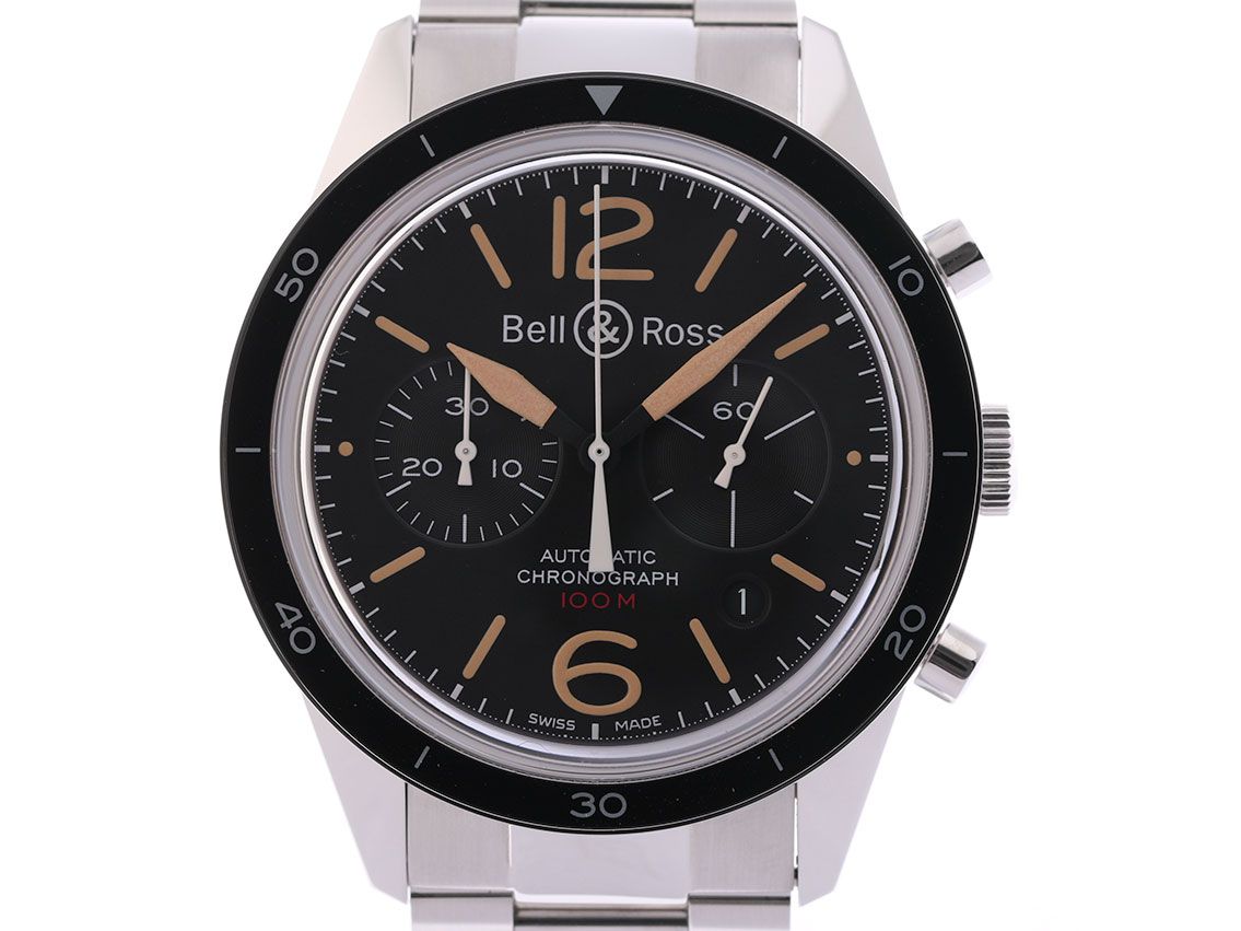 Bell & Ross Vintage BR 126 Sport Heritage Stahl Automatik Chronograph Stahlband 43mm Ungetragen 