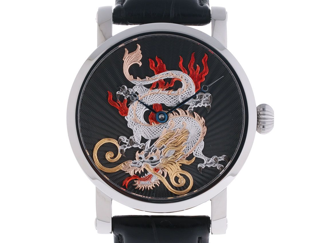 Benzinger Dragon Stahl Handaufzug Lederband 42mm Unikat Ungetragen