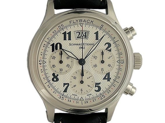 Schwarz Etienne Flyback Chronograph Großdatum Weißgold Limitiert 42mm UVP 26.100,- Neu