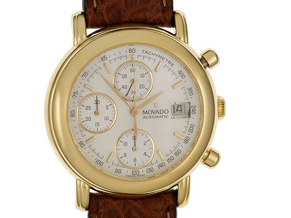 Movado Vintage 18kt Gelbgold Perlmutt Automatik Chronograph 38mm