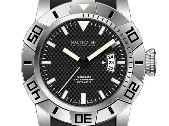 Nauticfish MSC A-Grade Carbon 2000M Stahl Automatik Superluminova Kautschuk Kal.SW20A 45mm Neu