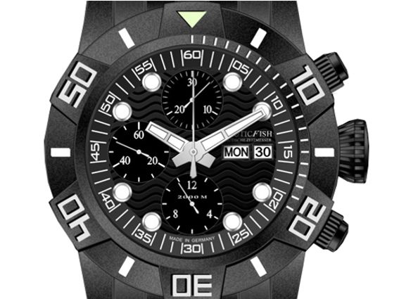 Nauticfish Waterwall 2T-1 Chronograph 2000M Stahl Black PVD Automatik Superluminova Kal.ETA-7750 45mm Neu