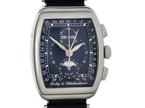 Dubey & Schaldenbrand Gran Chrono Astro Stahl/Kautschuk 50x38mm Vintage Box&Pap.
