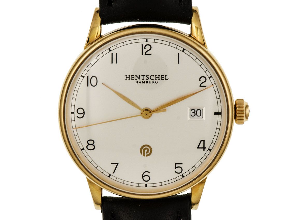 Hentschel Juliläumsuhr Automatik Date 18Kt Roségold 36mm Box&Pap. wie neu