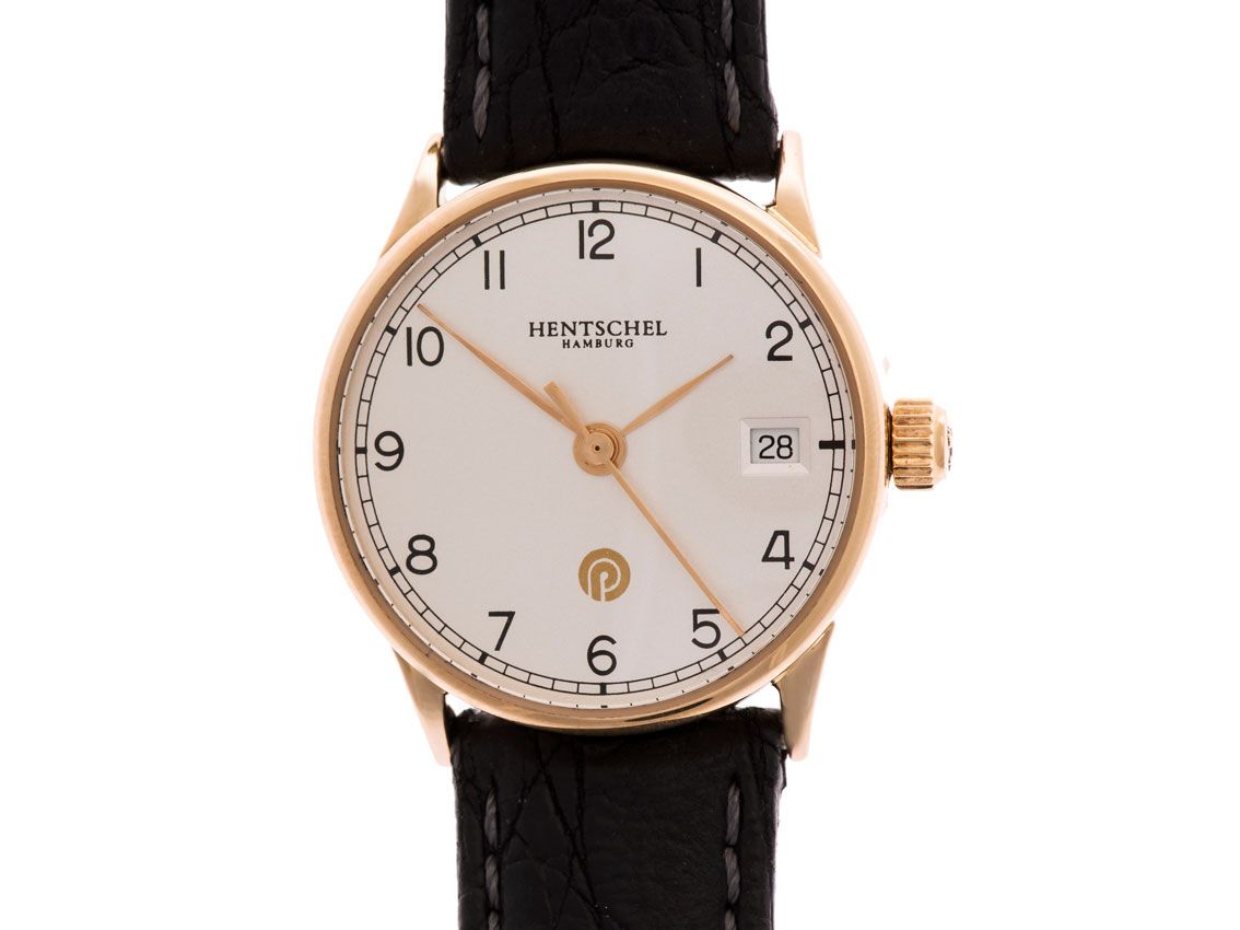 Hentschel 18 kt Roségold Automatik Date 25 mm wie Neu