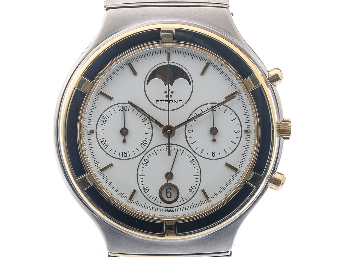 Eterna Airforce A031 Stahl/Gelbgold Chronograph Quarz 37mm Vintage