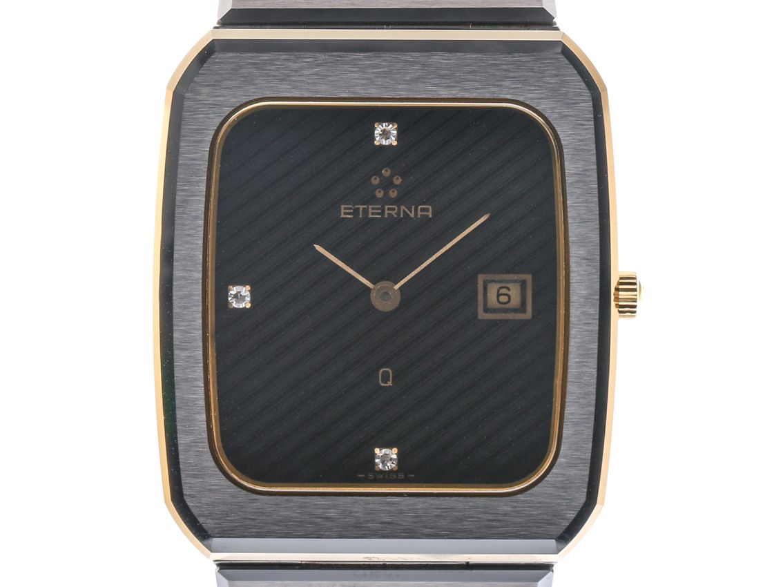 Eterna Stahl Diamond 32x27mm Vintage Box&Pap.