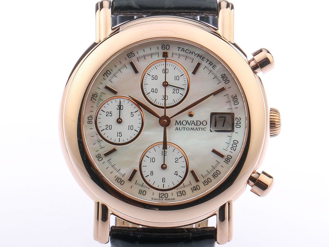 Movado 1881 Chronograph 18kt Roségold Automatik Perlmutt 38mm Vintage Box&Pap.