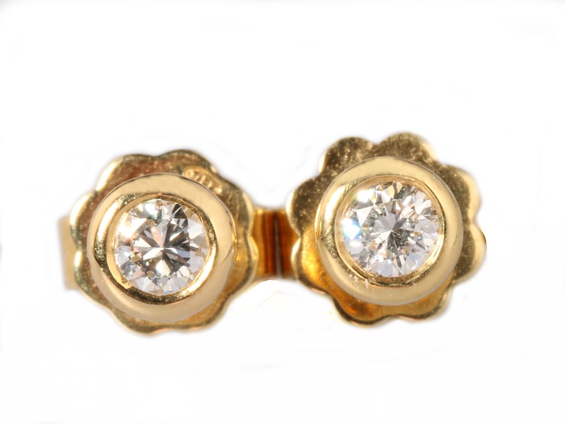 Solitär Ohrringe Gelbgold 585 Diamanten 0.50ct W SI - Ch. Abramowicz
