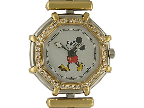 Gerald Genta Micky Maus Stahl/Gelbgold Diamond 28mm