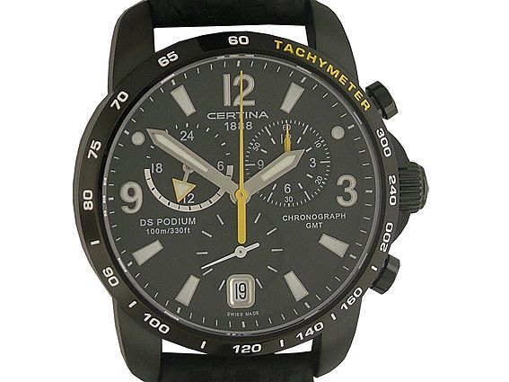 Certina DS Podium GMT Black Chronograph Quarz 42mm UVP 610,- Ungetragen