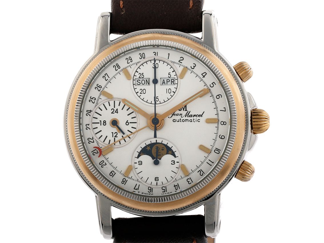 Jean Marcel Vollkalender Mondphase Chronograph Stahl Roségold Automatik Limitiert 38mm Box&Pap. Full Set wie Neu mit Zertifikat über 2.900,-€