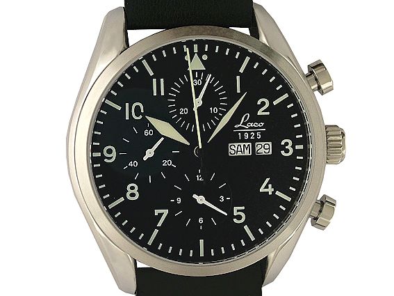 Chronograph Armbanduhr Laco 1925 Laco Kiel Stahl Automatik