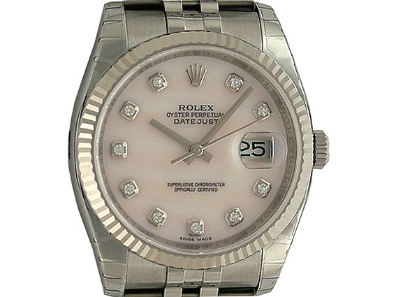 Rolex Datejust 36mm Stahl/Weißgold Jubilé Armband Diamond Perlmutt