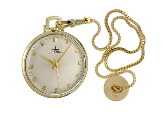 Dugena Taschenuhr Frackuhr 14kt Gelbgold 26g Kette