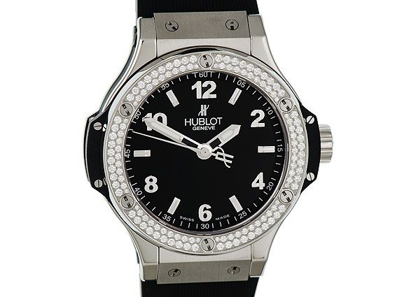 Hublot Big Bang Stahl Diamanten Quarz Armband Kautschuk 38mm
