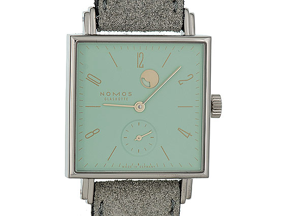 Nomos Glashutte Tetra Kleene Gangreserve Stahl Handaufzug Glasboden 29x29mm Ref.492 Neu Box Pap. Full Set mit Zertifikat uber 2.400 Archive germany Watch