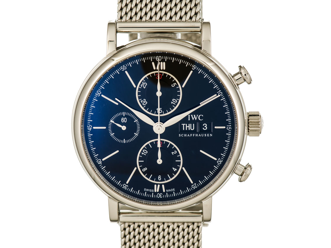 IWC Portofino Chronograph Day Date Stahl Automatik Armband Stahl 42mm Ref. IW 391010 Ungetragen Archive english Watch