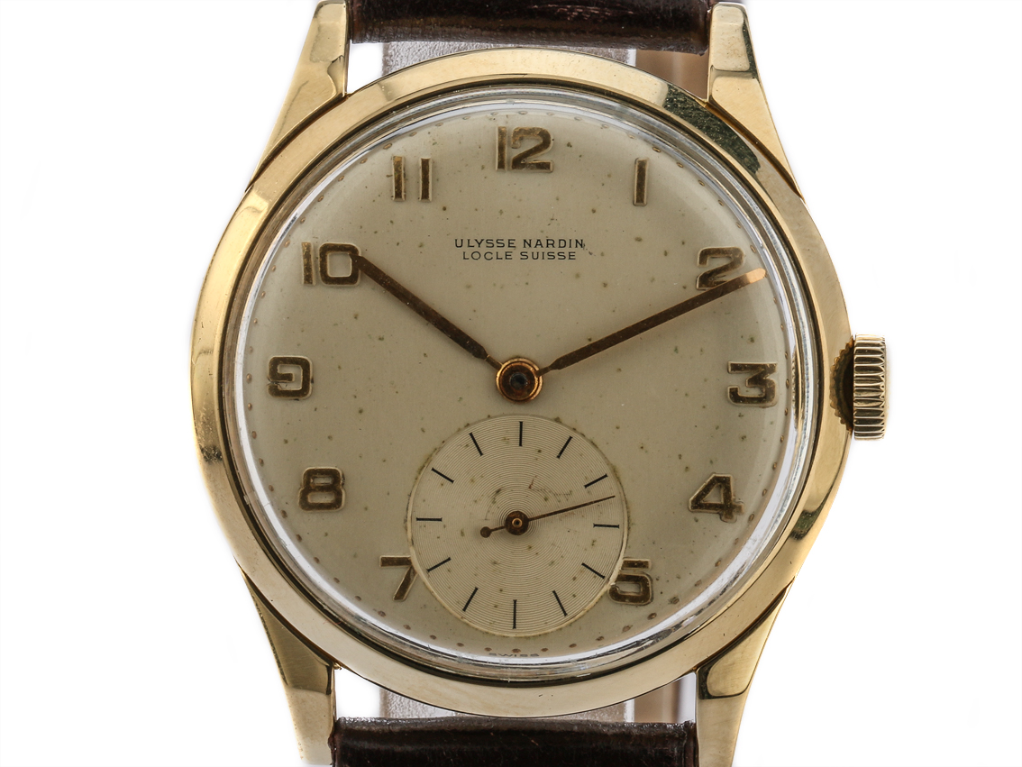 Ulysse Nardin 18kt Gelbgold Handaufzug Lederband 33mm Vintage Bj