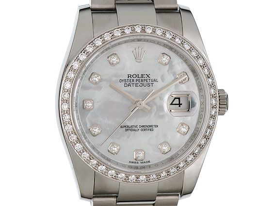 Rolex Datejust Stahl Weißgold Diamond Perlmutt Automatik Oyster