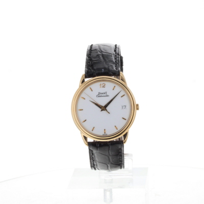 Piaget Gouverneur extraflach 18kt Gelbgold Automatik Armband Leder